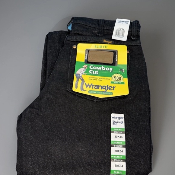 Wrangler Other - NEW Wrangler Jeans Mens 30x34
Cowboy Cut Slim Fit Stretch Denim
Black Pants NWT
